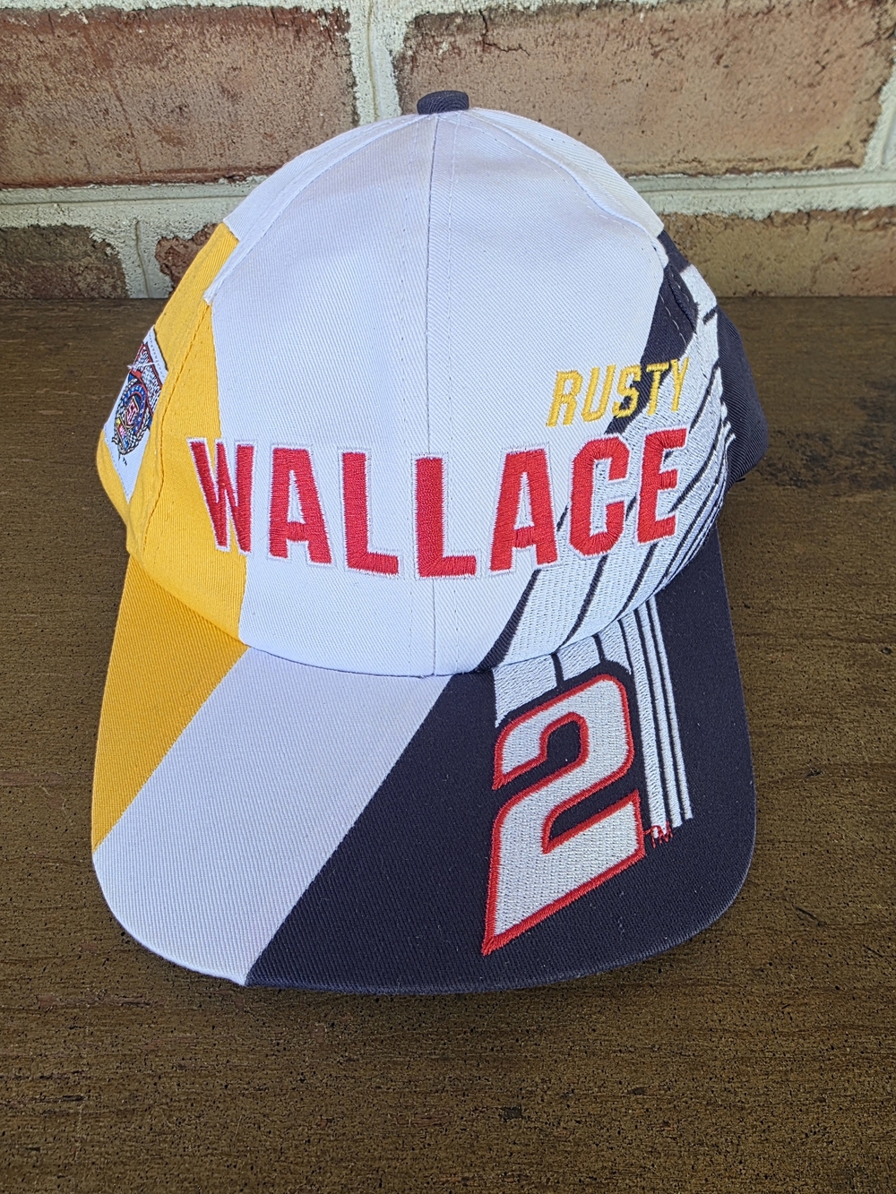 Rusty Wallace Number 2 Racing Cap - White, Yellow, Black